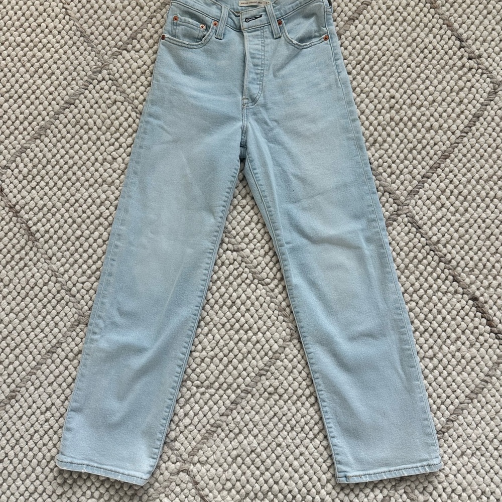 Levi's Light Blue Ribcage Straight Ankle Jeans